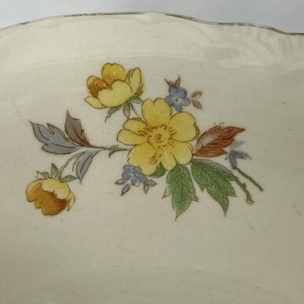 Vintage Homer Laughlin Eggshell Floral Serving Bowl Platter Set Gold Trim USA
